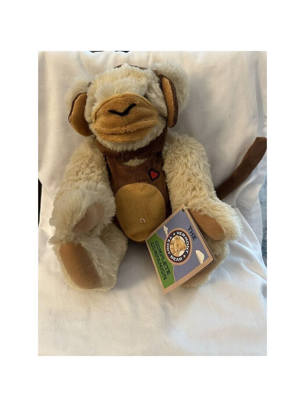 Vermont Teddy Bear  Company Jointed Beige 16” With Monkey Costume NWT